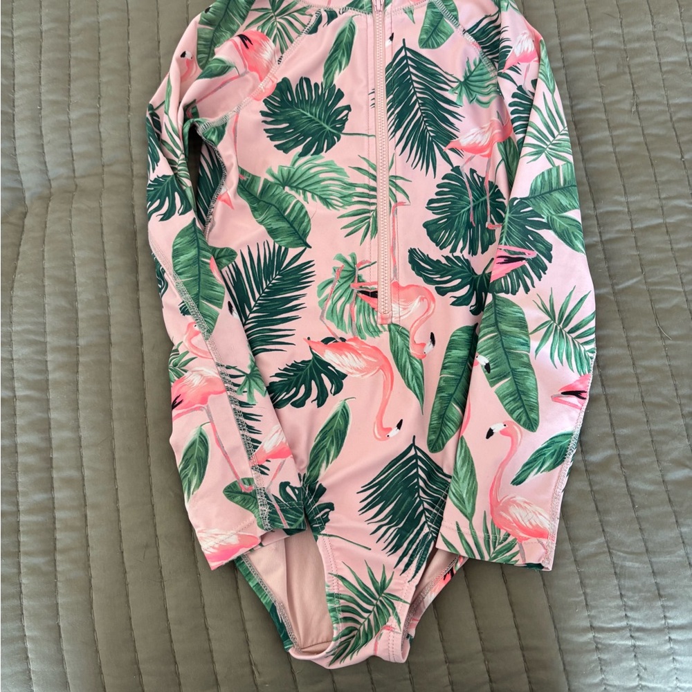 Old Navy Pink and Green Tropical Swimsuit